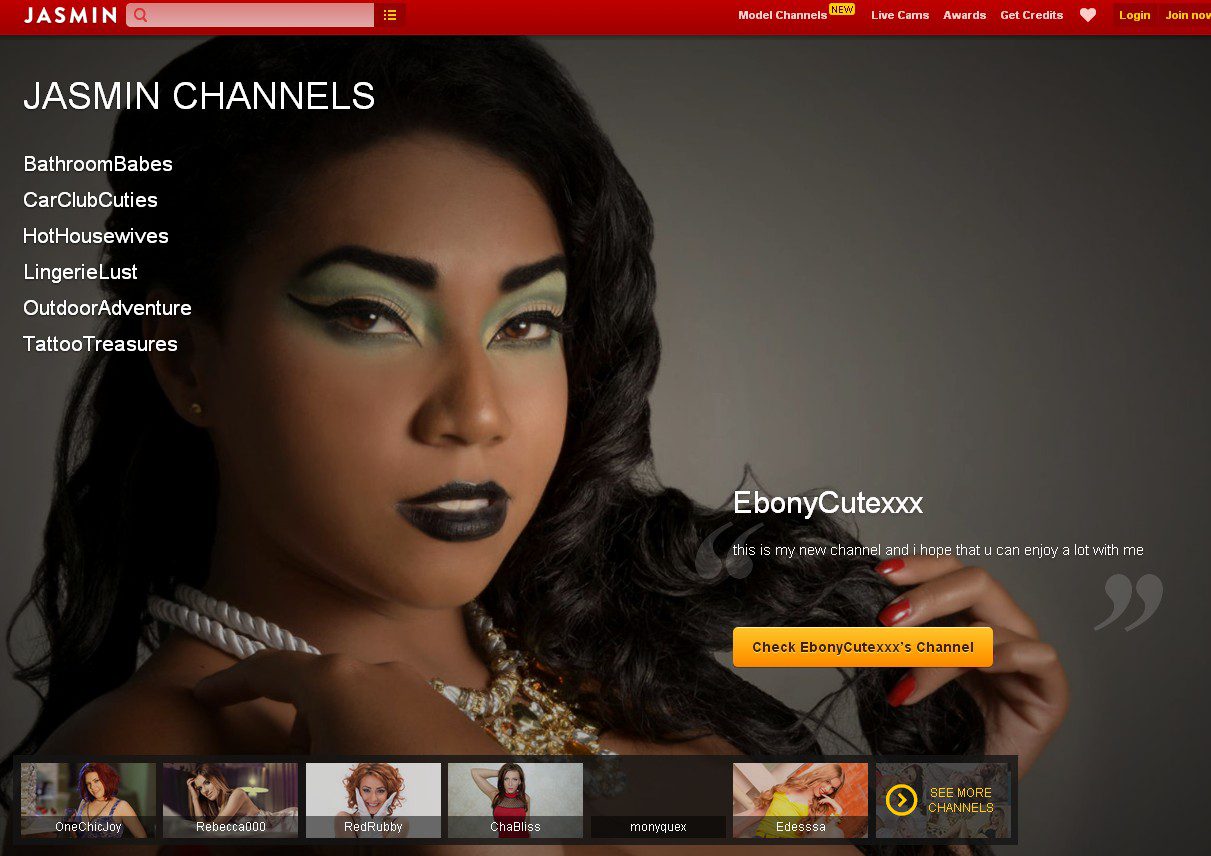 Jasmin.com home page screen shot