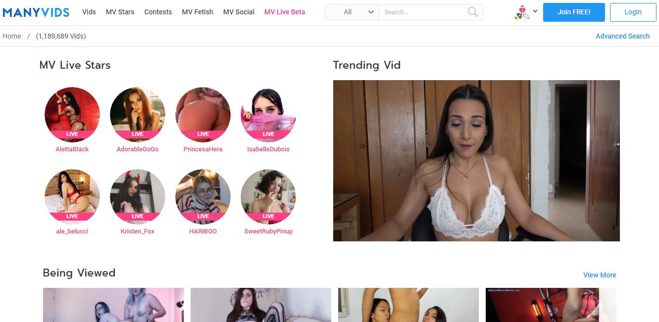 Manyvids home