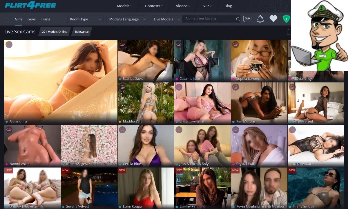 Flirt4Free Home Page Screenshot